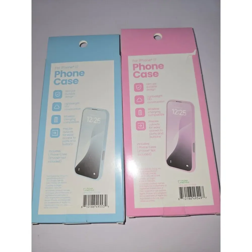 2 Iphone 17 Phone Cases Pink Blue Silicone Slim Durable TPU Wireless Charge s15